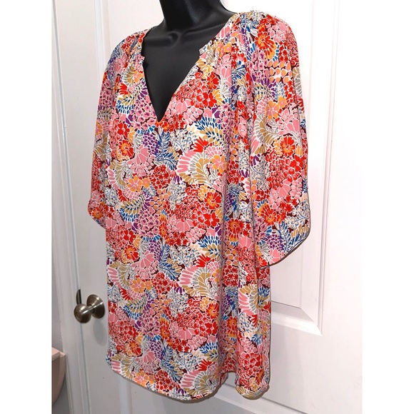 Jules & James boutique brand printed notched neck half sleeve top - Picture 5 of 8